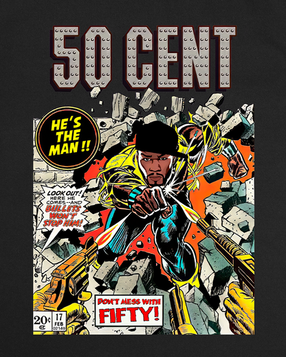 50 Cent Inspired Comic Book Rap Graphic Tee