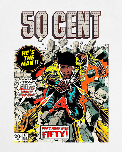 50 Cent Inspired Comic Book Rap Graphic Tee