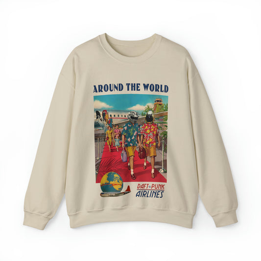 Around The World Airlines Vintage Advertising Style Sweatshirt