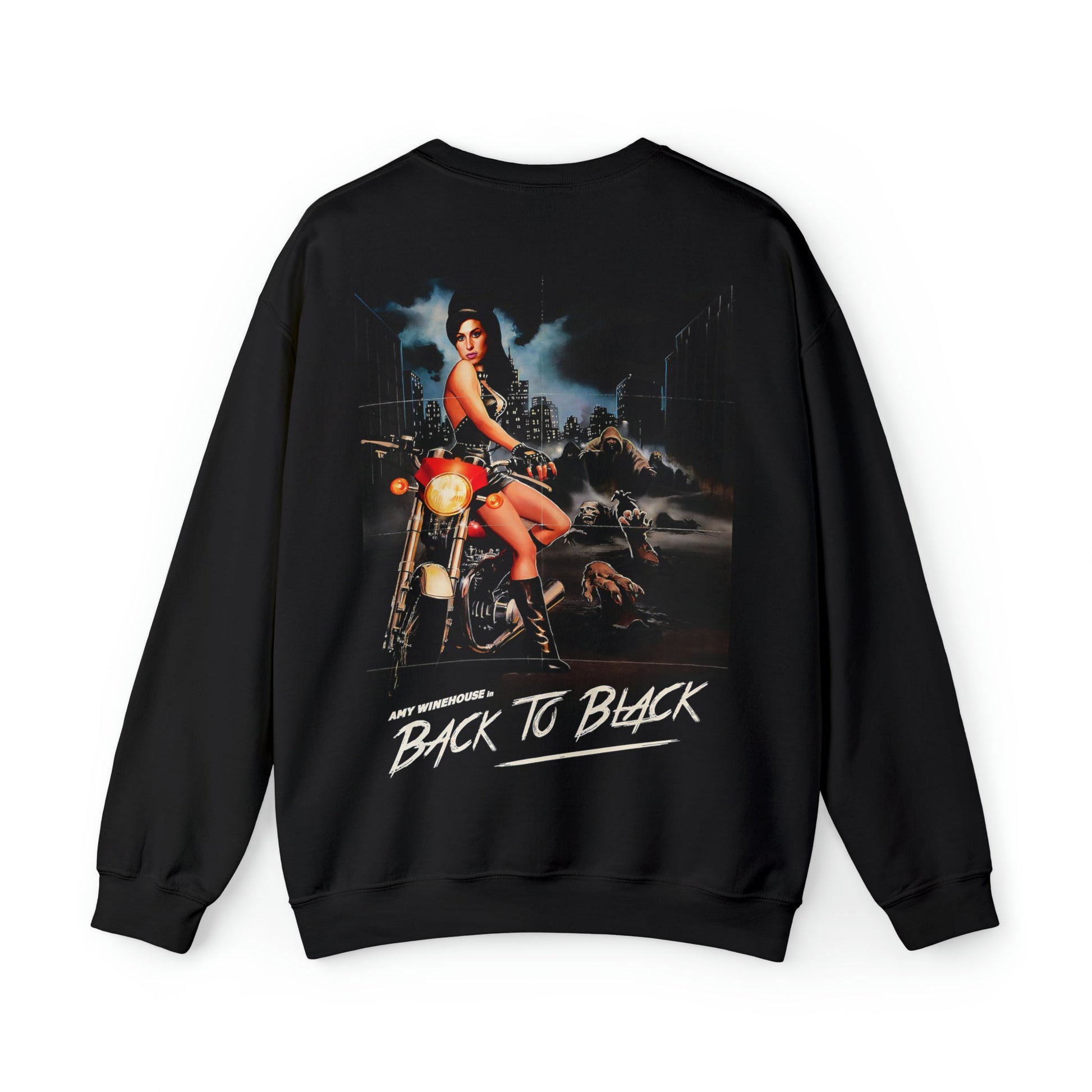 Amy Back to Black Horror Graphic Front and Back Print Sweatshirt - 808's