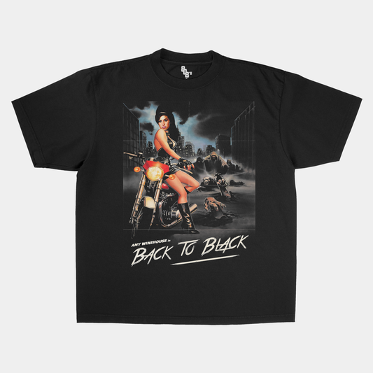 Amy Back to Black Horror Graphic Tee Front Print