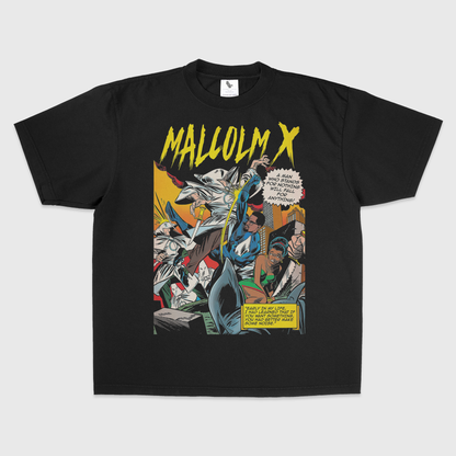 Malcolm X Vintage 90's Superhero Comic Style Tee