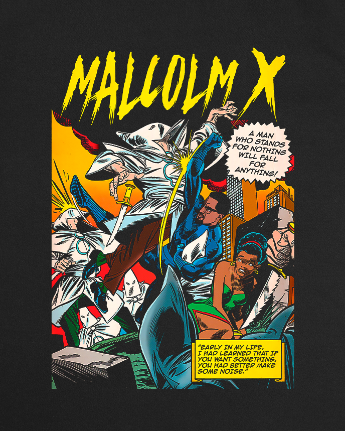 Malcolm X Vintage 90'S Superhero Comic Style Tee