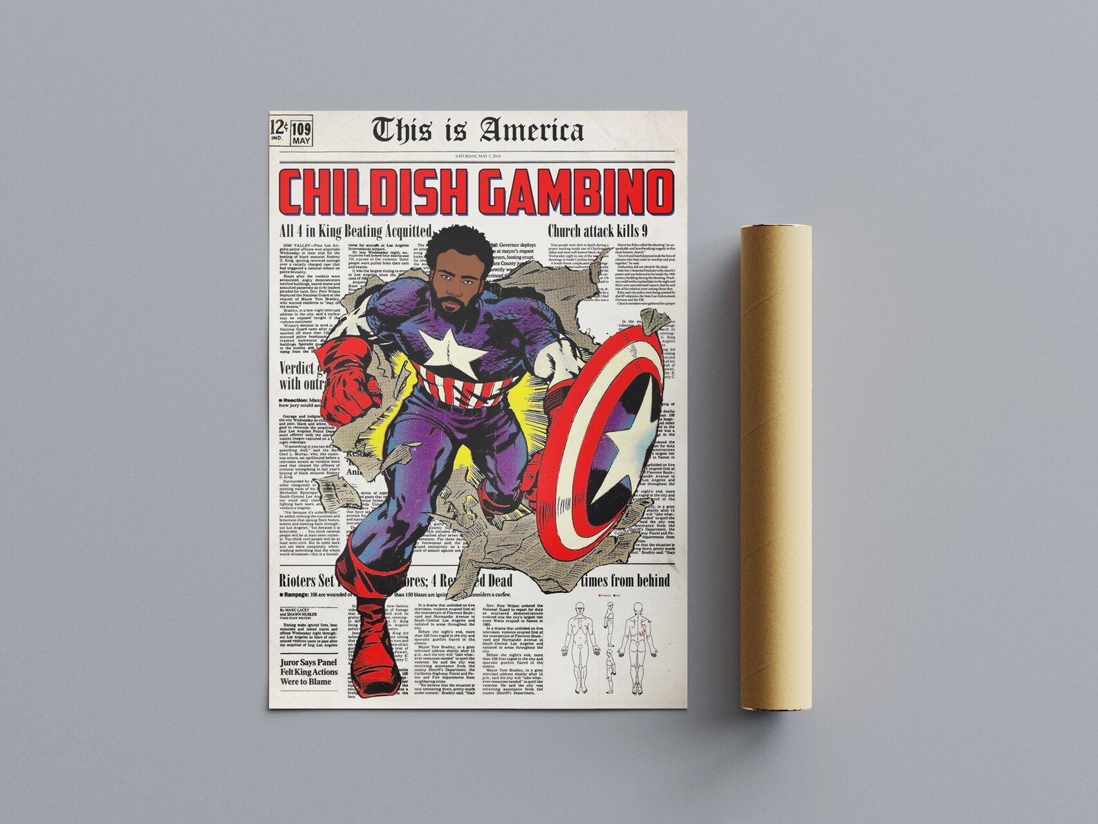 This is America 'Dangerous Gambino' Superhero Comic Book Poster - 808's