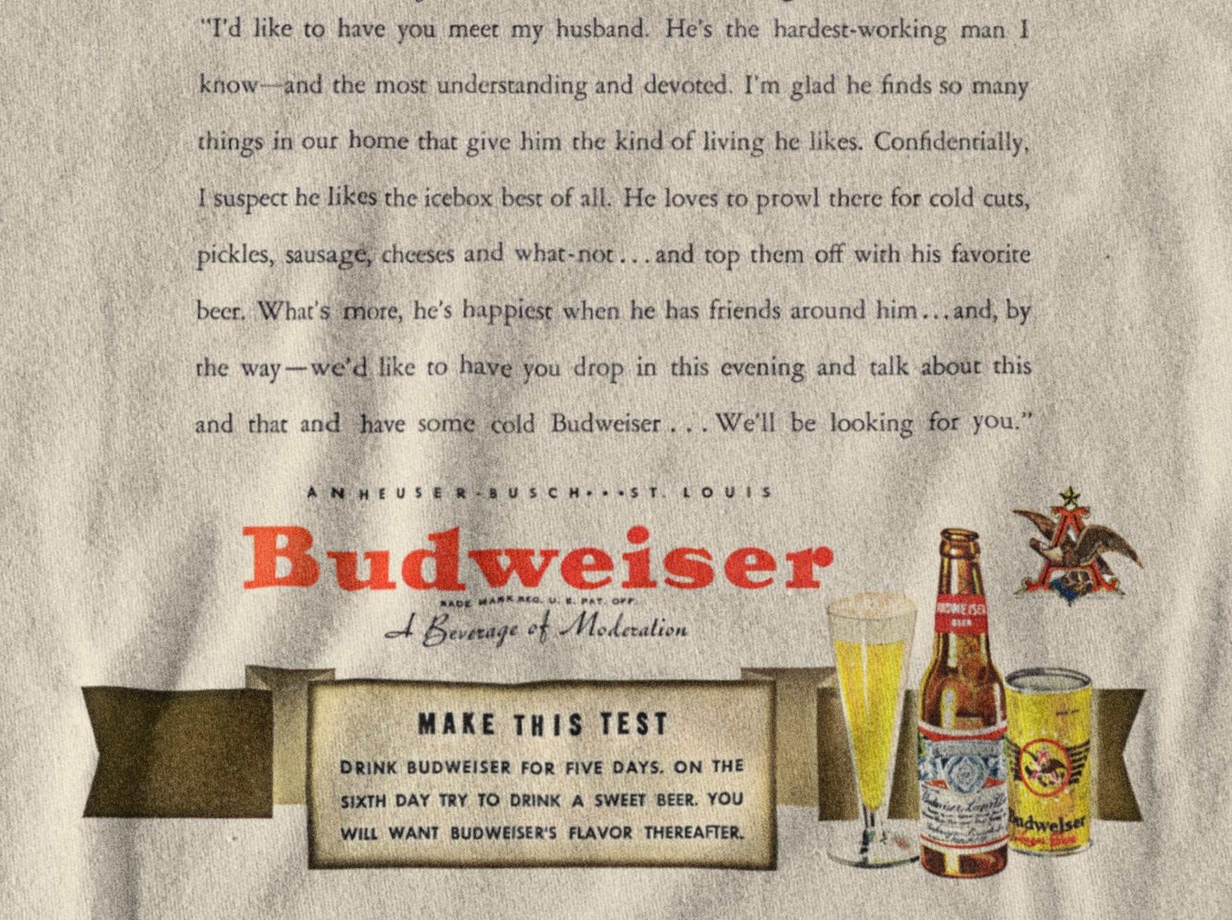 VINTAGE BUD BEER AD GRAPHIC TEE IN SAND - FRONT & BACK PRINT - 808's