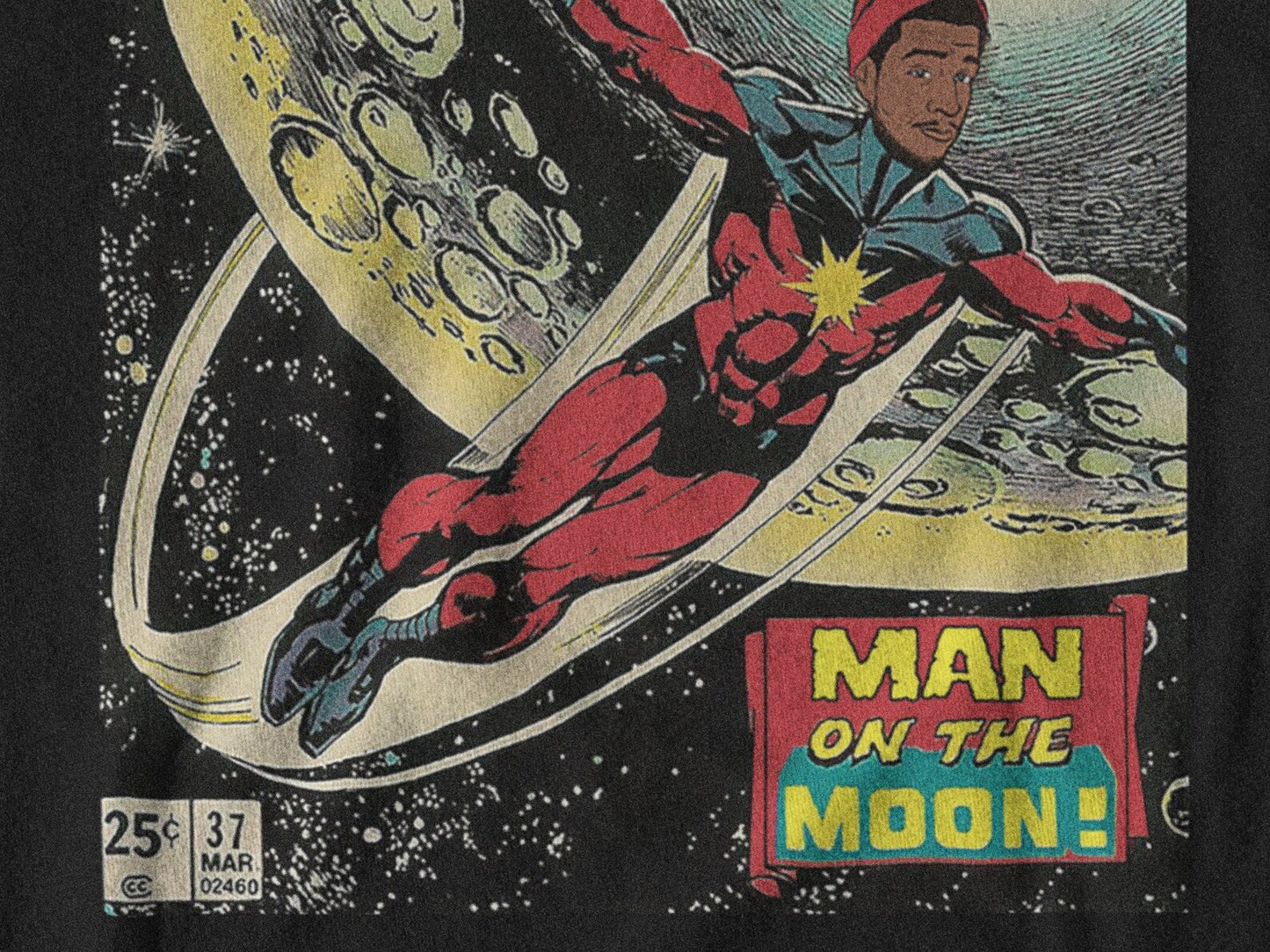 Man On The Moon Comic Book Cover Style Tee